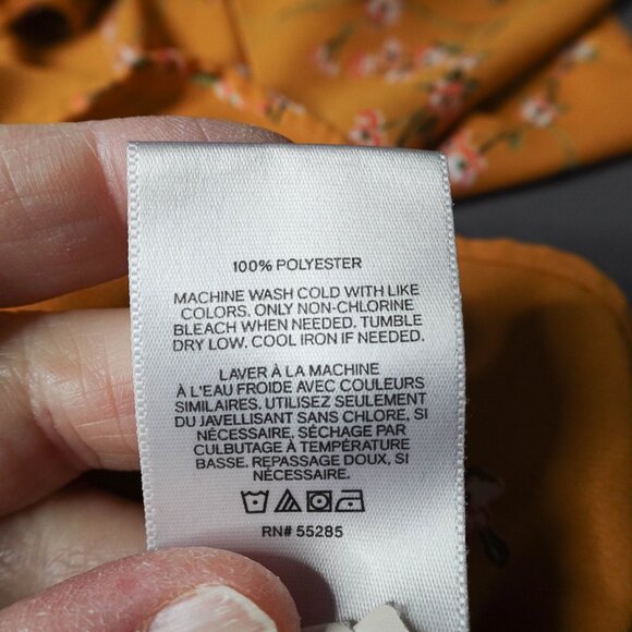 Express Womens Top XS Yellow Floral Sheer Flowy Romantic Coquette Wrap Coastal - Picture 6 of 11